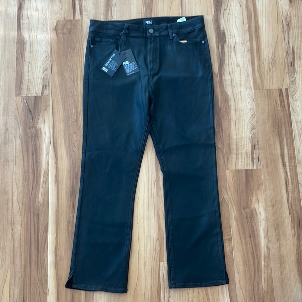 PAIGE jeans Cindy  Ankle Black Fog Luxe Coating size 32 NWT